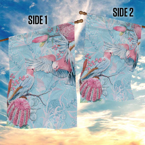 Galah Birds Australia Baby Blue & Pink Garden Flag - Aussie Hoodie