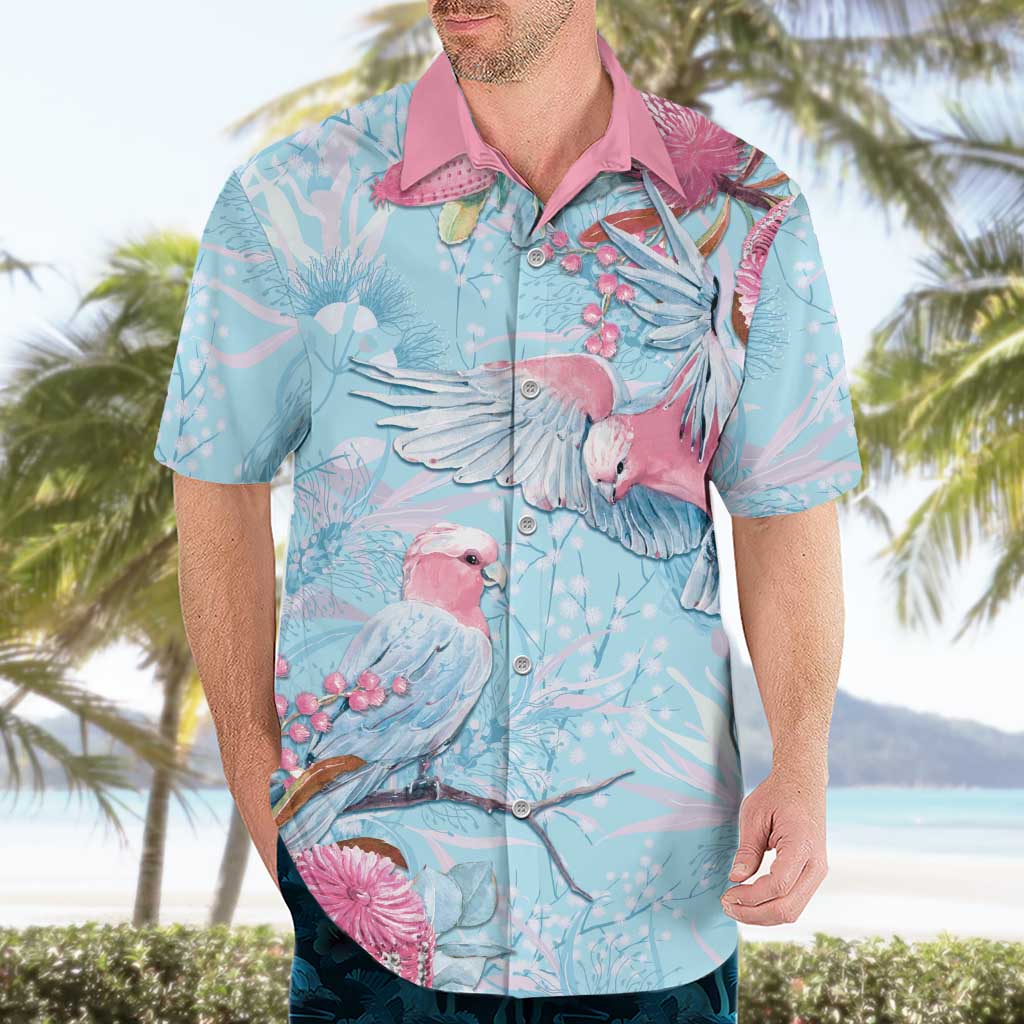 Galah Birds Australia Baby Blue & Pink Hawaiian Shirt - Aussie Hoodie
