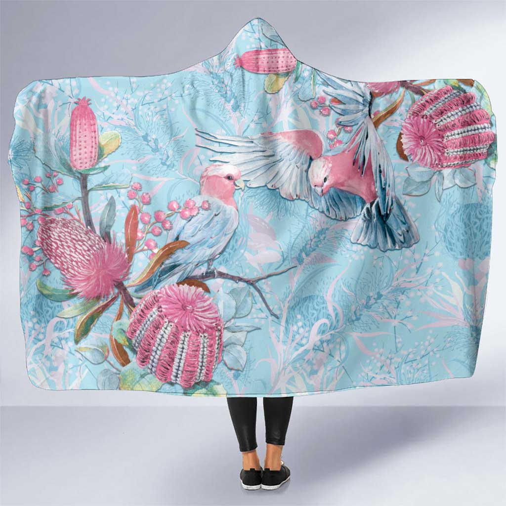 Galah Birds Australia Baby Blue & Pink Hooded Blanket - Aussie Hoodie