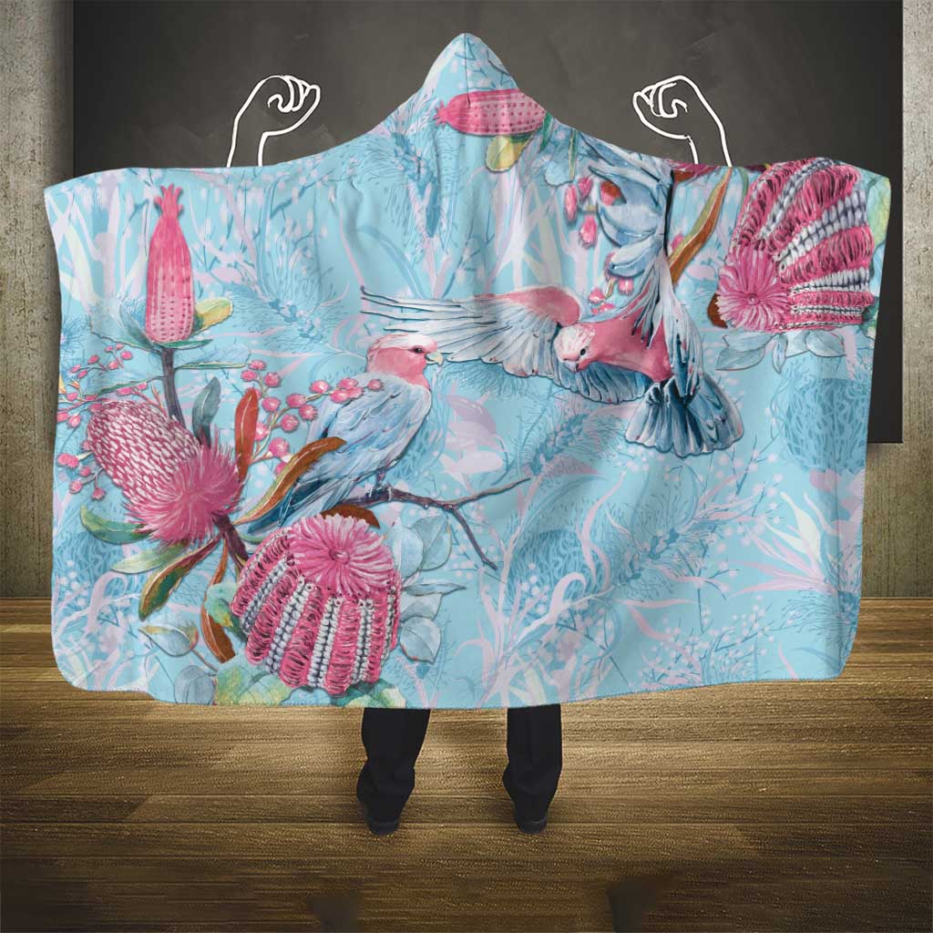 Galah Birds Australia Baby Blue & Pink Hooded Blanket - Aussie Hoodie