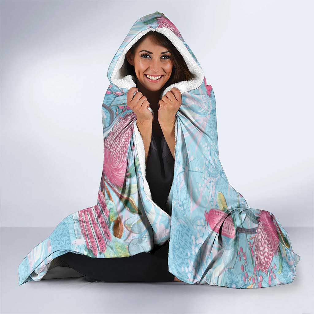 Galah Birds Australia Baby Blue & Pink Hooded Blanket - Aussie Hoodie