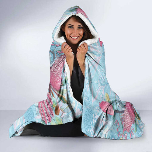 Galah Birds Australia Baby Blue & Pink Hooded Blanket - Aussie Hoodie