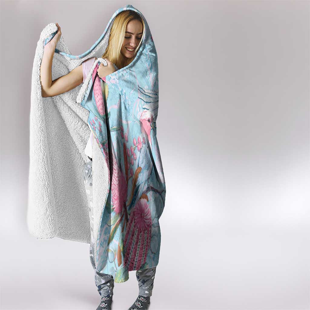 Galah Birds Australia Baby Blue & Pink Hooded Blanket - Aussie Hoodie