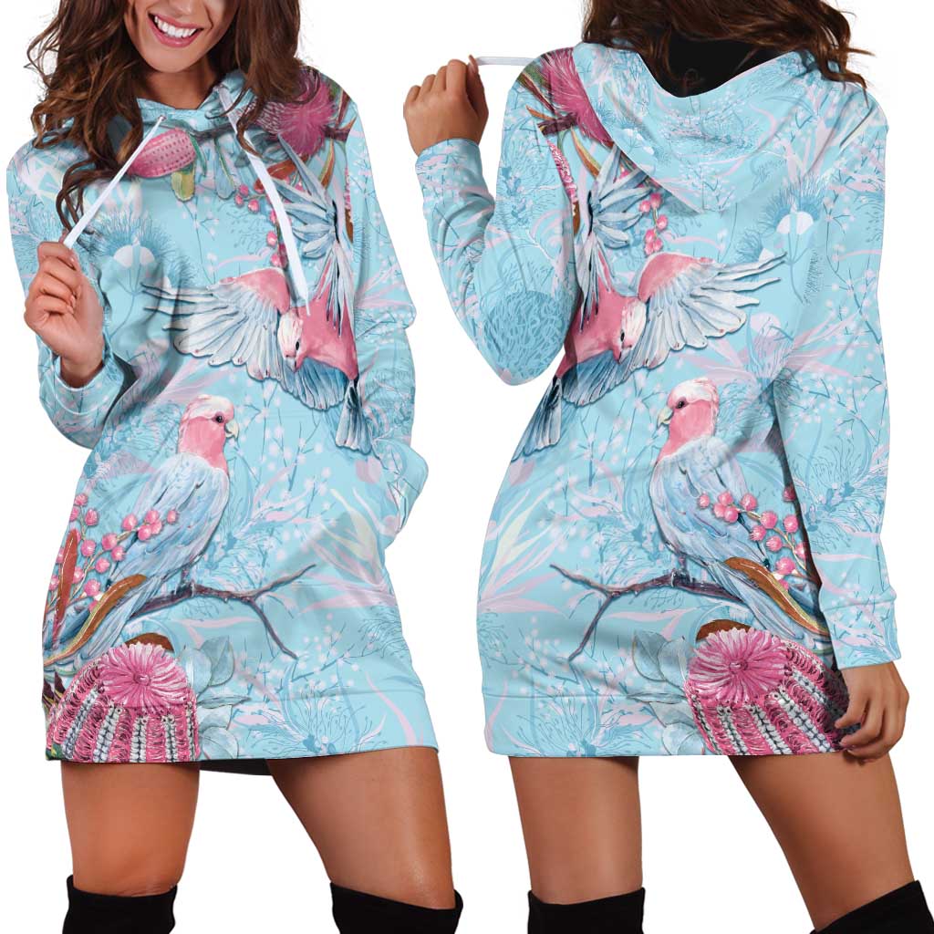 Galah Birds Australia Baby Blue & Pink Hoodie Dress - Aussie Hoodie