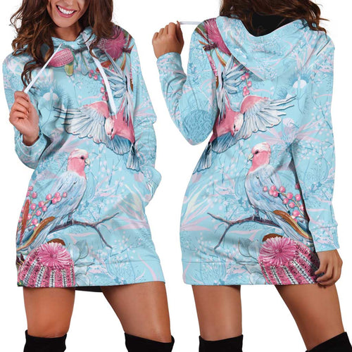 Galah Birds Australia Baby Blue & Pink Hoodie Dress - Aussie Hoodie
