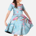 Galah Birds Australia Baby Blue & Pink Kid Short Sleeve Dress - Aussie Hoodie