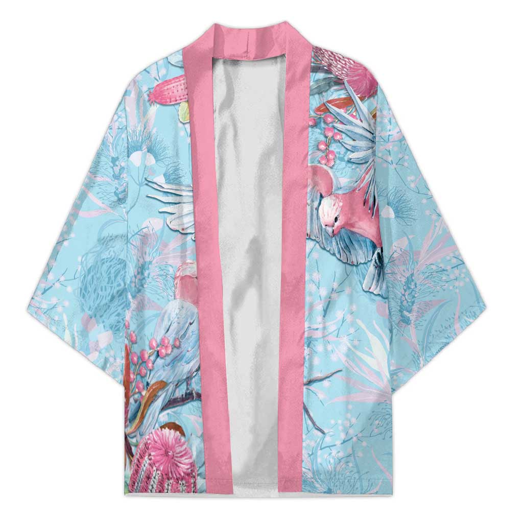 Galah Birds Australia Baby Blue & Pink Kimono - Aussie Hoodie