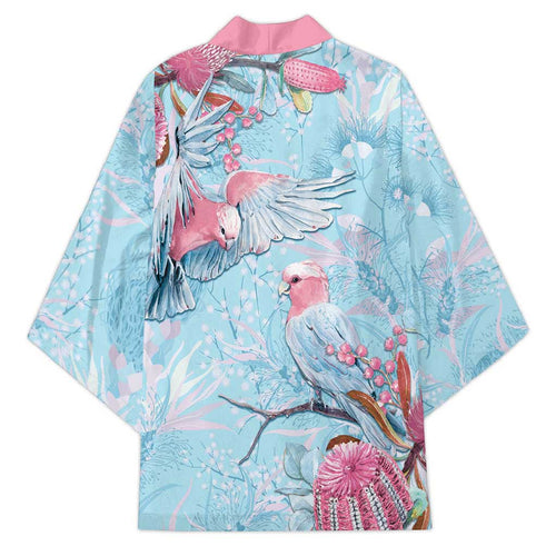 Galah Birds Australia Baby Blue & Pink Kimono - Aussie Hoodie