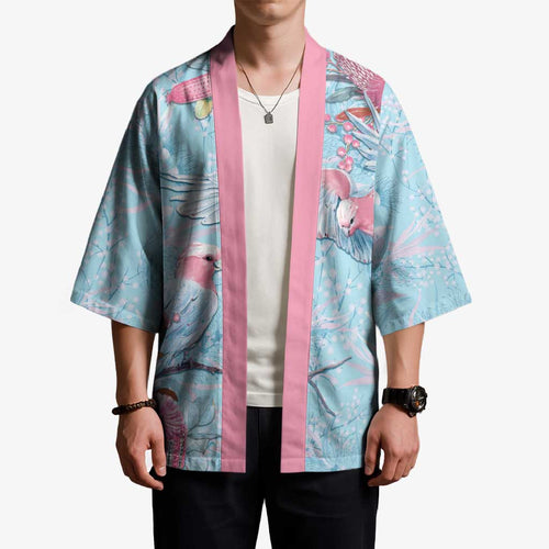 Galah Birds Australia Baby Blue & Pink Kimono - Aussie Hoodie