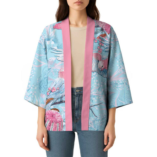 Galah Birds Australia Baby Blue & Pink Kimono - Aussie Hoodie