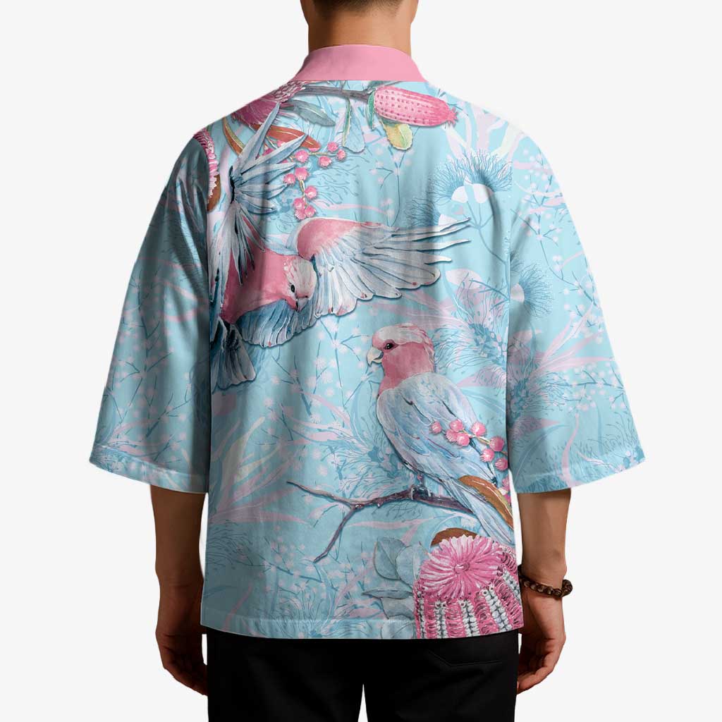 Galah Birds Australia Baby Blue & Pink Kimono - Aussie Hoodie