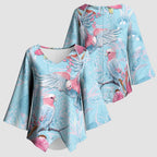 Galah Birds Australia Baby Blue & Pink Kimono Sleeve Blouse - Aussie Hoodie