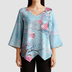 Galah Birds Australia Baby Blue & Pink Kimono Sleeve Blouse - Aussie Hoodie