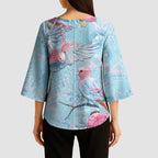 Galah Birds Australia Baby Blue & Pink Kimono Sleeve Blouse - Aussie Hoodie