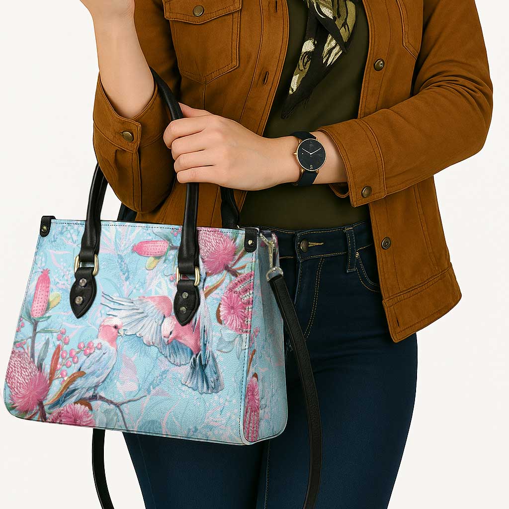 Galah Birds Australia Baby Blue & Pink Leather Bag - Aussie Hoodie