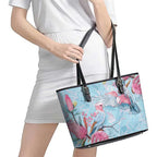 Galah Birds Australia Baby Blue & Pink Leather Tote Bag - Aussie Hoodie