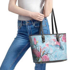 Galah Birds Australia Baby Blue & Pink Leather Tote Bag - Aussie Hoodie