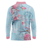 Galah Birds Australia Baby Blue & Pink Long Sleeve Polo Shirt - Aussie Hoodie
