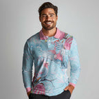 Galah Birds Australia Baby Blue & Pink Long Sleeve Polo Shirt - Aussie Hoodie
