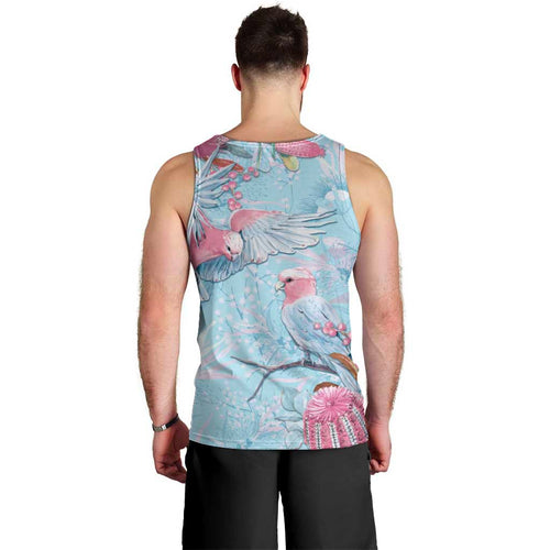 Galah Birds Australia Baby Blue & Pink Men Tank Top - Aussie Hoodie