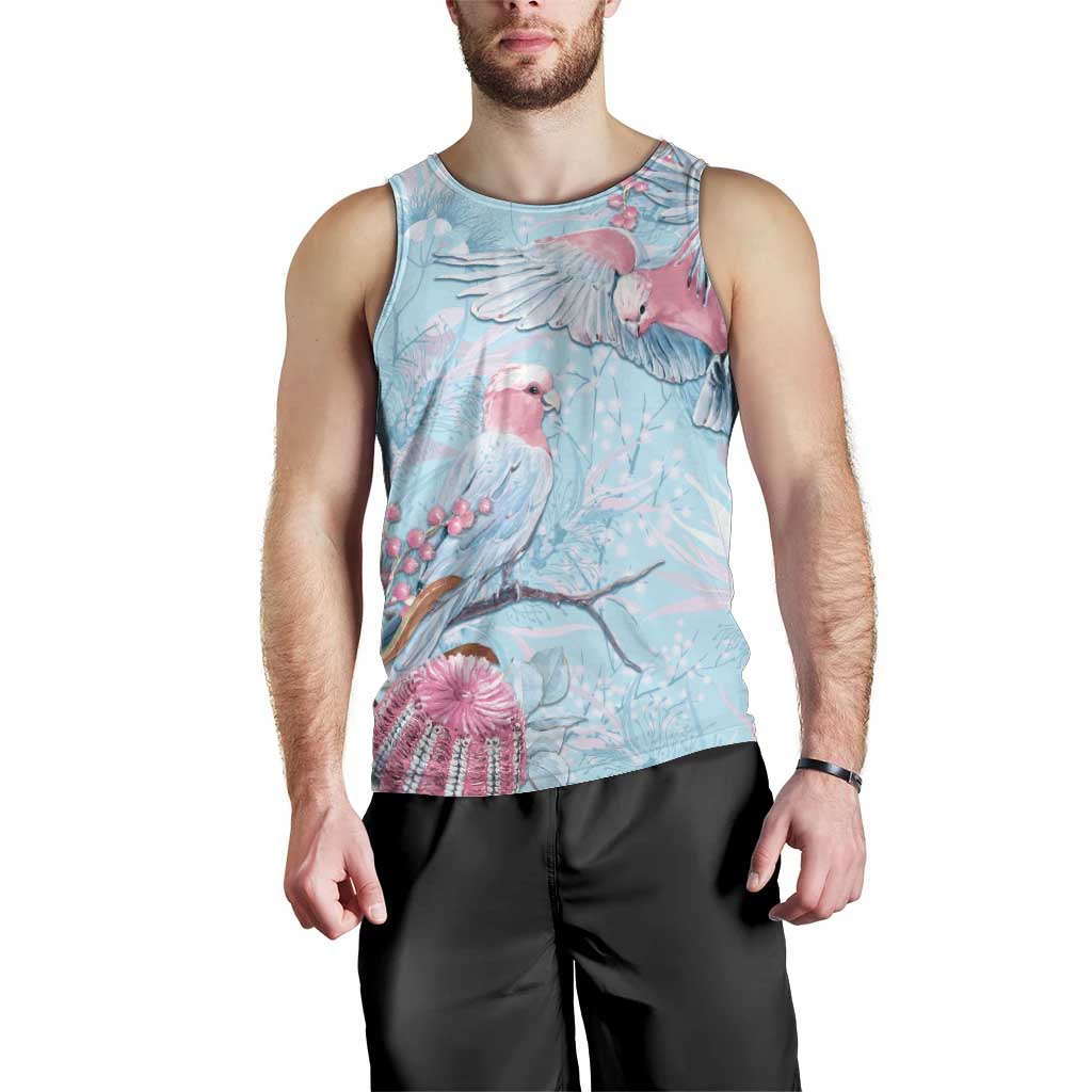 Galah Birds Australia Baby Blue & Pink Men Tank Top - Aussie Hoodie