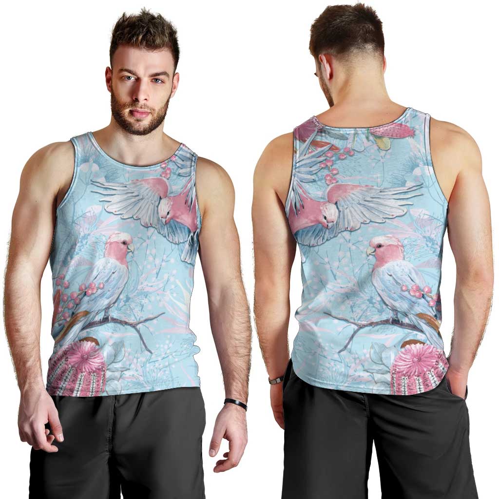 Galah Birds Australia Baby Blue & Pink Men Tank Top - Aussie Hoodie