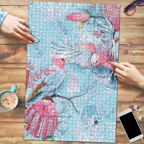 Galah Birds Australia Baby Blue & Pink Puzzle - Aussie Hoodie