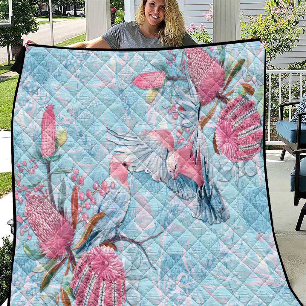 Galah Birds Australia Baby Blue & Pink Quilt - Aussie Hoodie