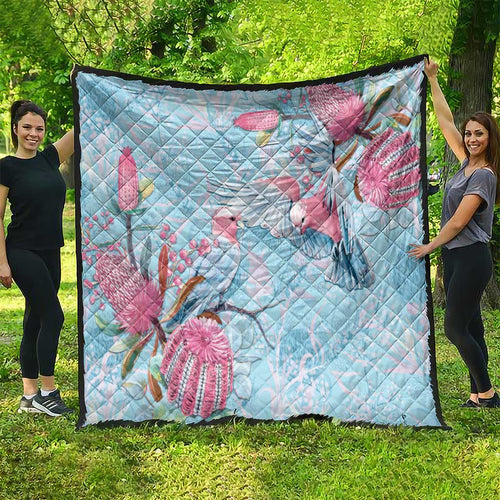 Galah Birds Australia Baby Blue & Pink Quilt - Aussie Hoodie