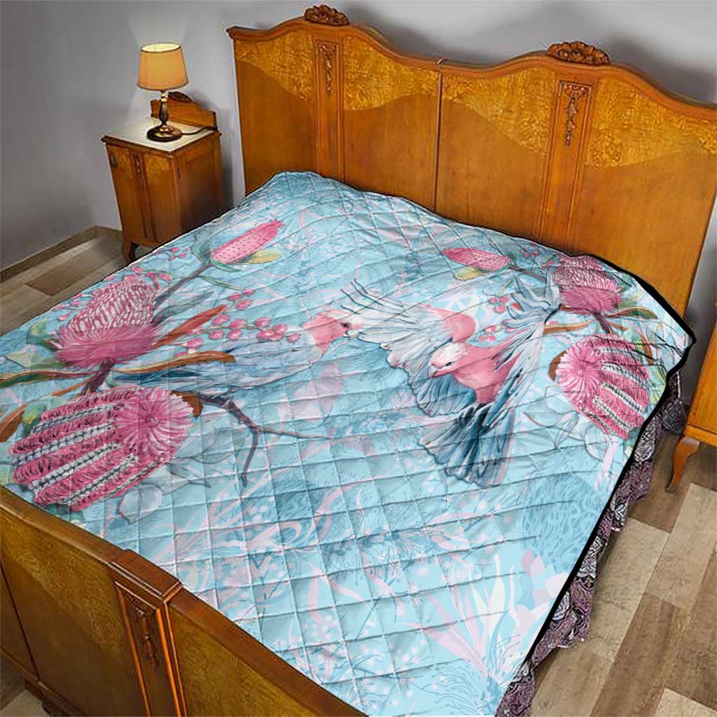 Galah Birds Australia Baby Blue & Pink Quilt - Aussie Hoodie