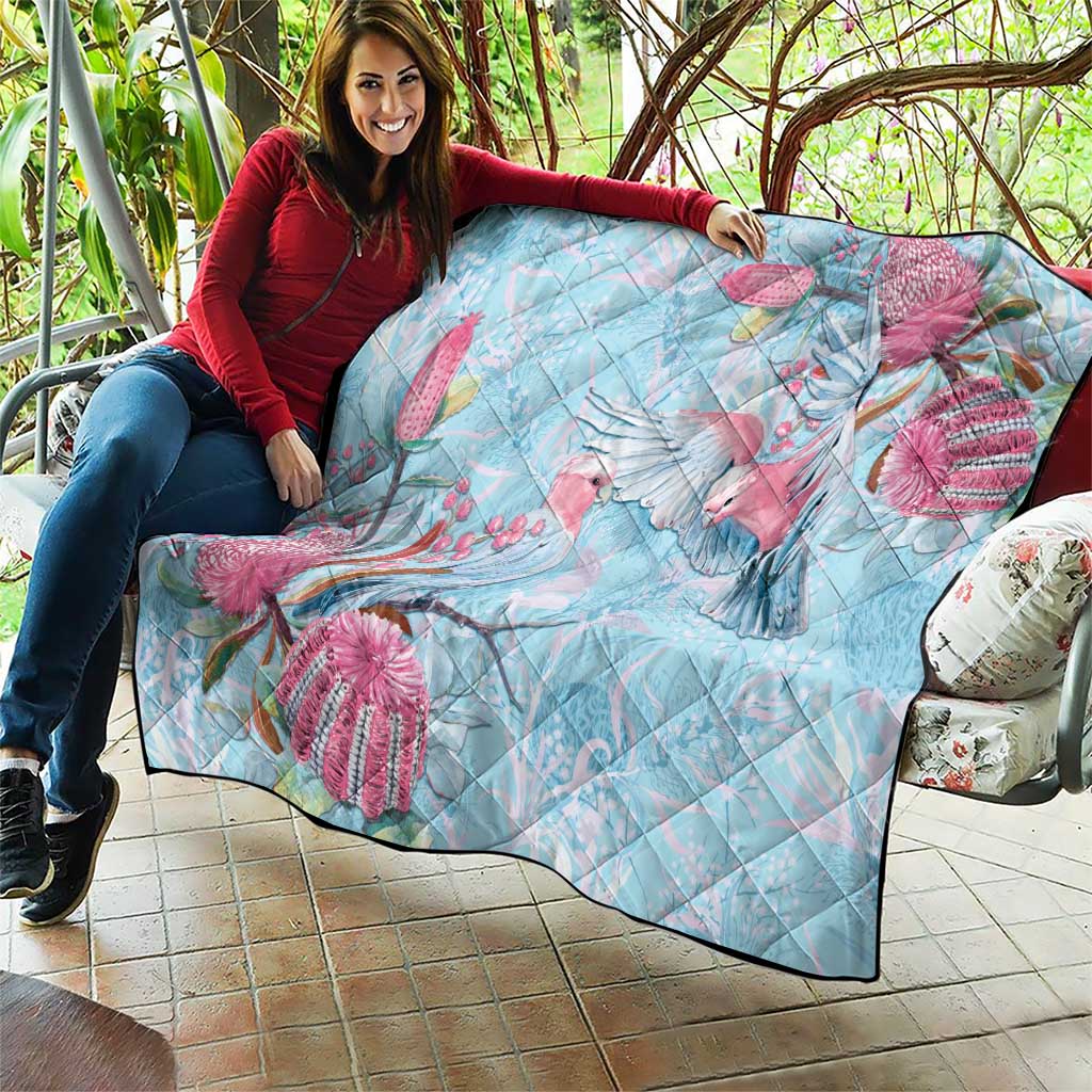 Galah Birds Australia Baby Blue & Pink Quilt - Aussie Hoodie