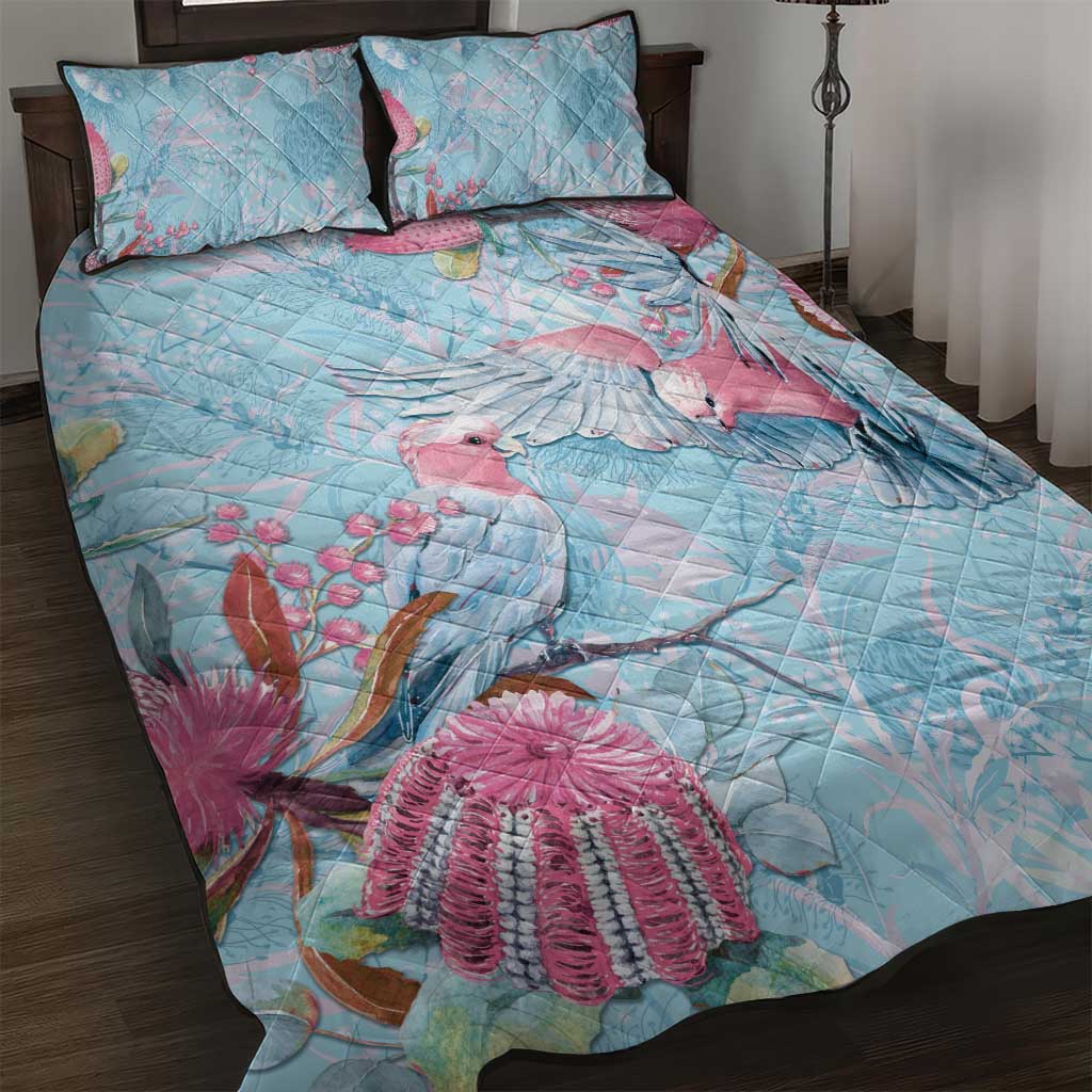 Galah Birds Australia Baby Blue & Pink Quilt Bed Set - Aussie Hoodie