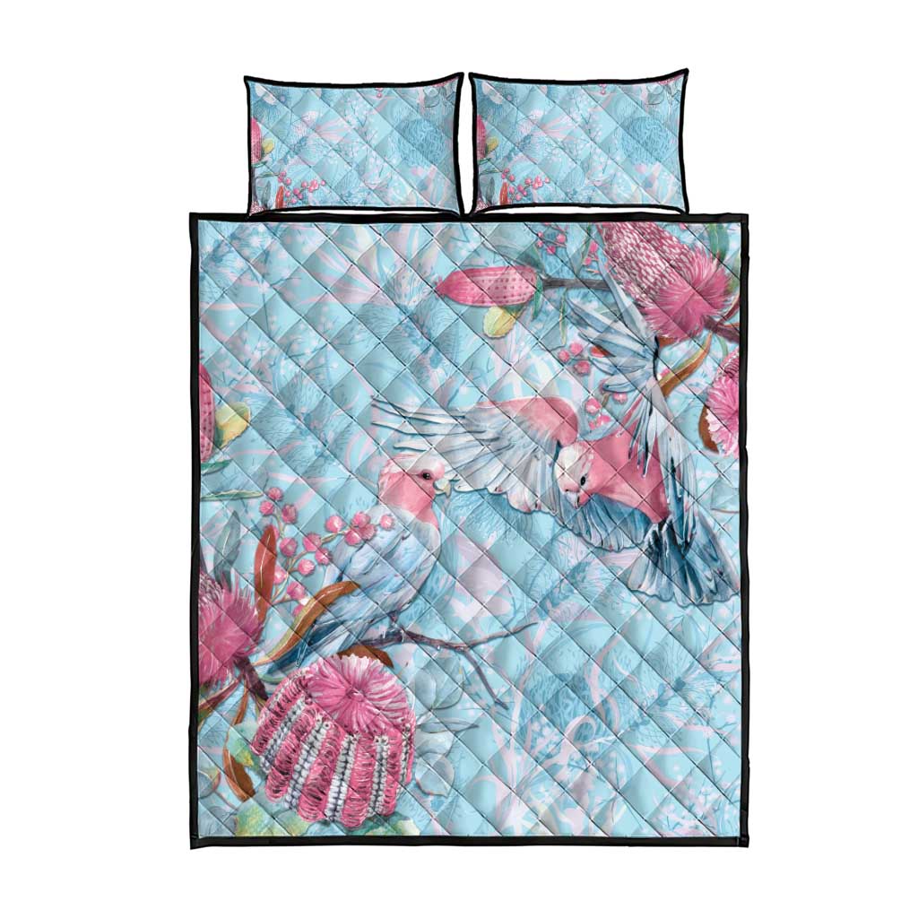 Galah Birds Australia Baby Blue & Pink Quilt Bed Set - Aussie Hoodie