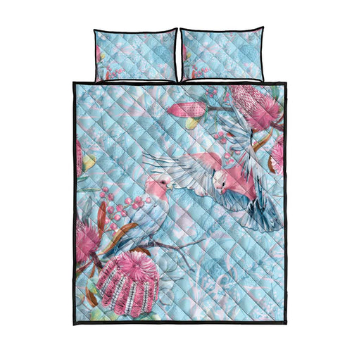 Galah Birds Australia Baby Blue & Pink Quilt Bed Set - Aussie Hoodie