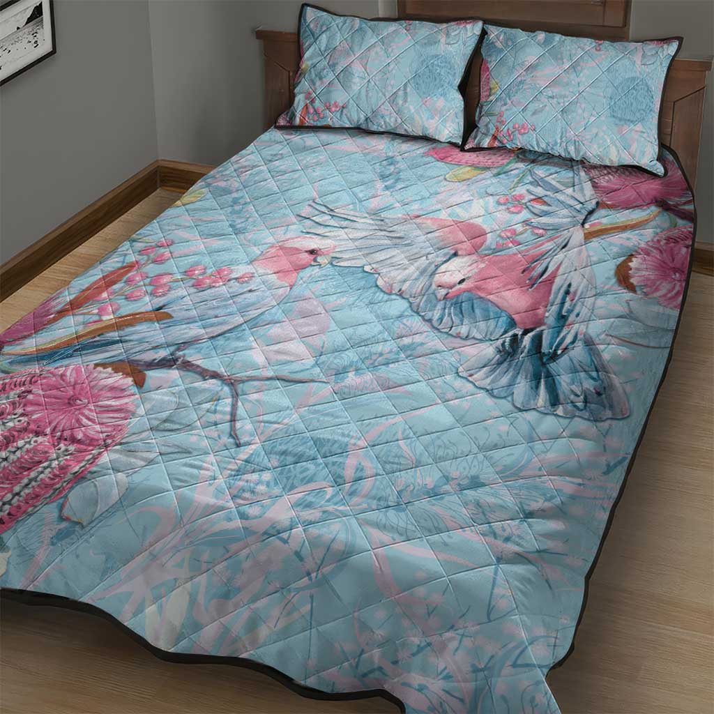Galah Birds Australia Baby Blue & Pink Quilt Bed Set - Aussie Hoodie