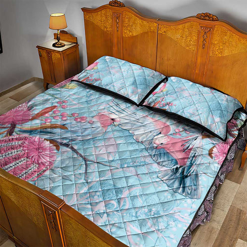 Galah Birds Australia Baby Blue & Pink Quilt Bed Set - Aussie Hoodie