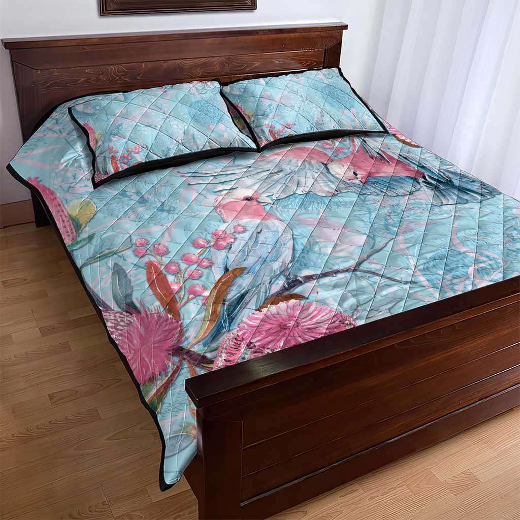 Galah Birds Australia Baby Blue & Pink Quilt Bed Set - Aussie Hoodie