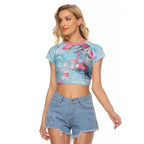 Galah Birds Australia Baby Blue & Pink Raglan Cropped T Shirt - Aussie Hoodie