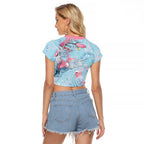 Galah Birds Australia Baby Blue & Pink Raglan Cropped T Shirt - Aussie Hoodie