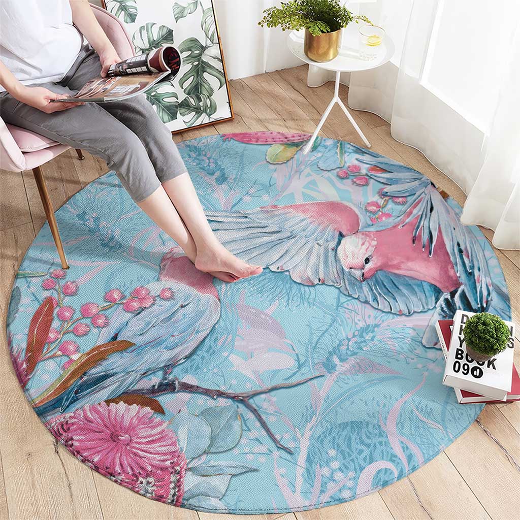 Galah Birds Australia Baby Blue & Pink Round Carpet - Aussie Hoodie
