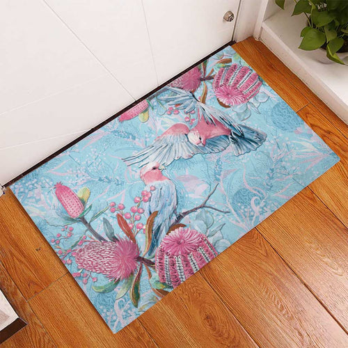 Galah Birds Australia Baby Blue & Pink Rubber Doormat - Aussie Hoodie
