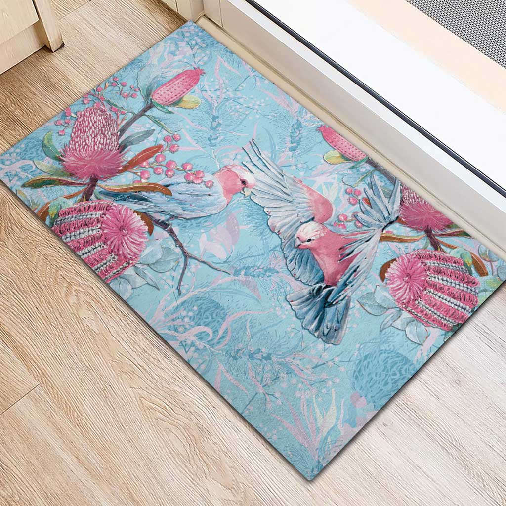 Galah Birds Australia Baby Blue & Pink Rubber Doormat - Aussie Hoodie