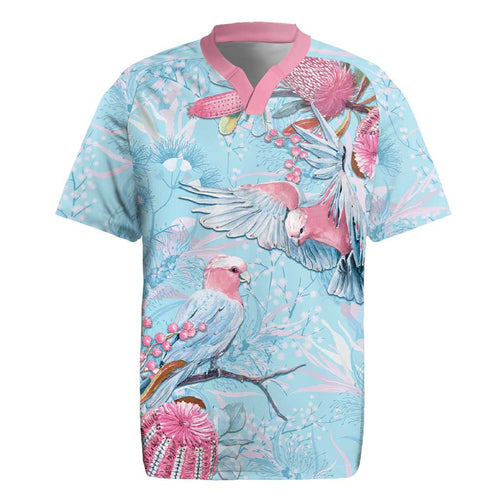Galah Birds Australia Baby Blue & Pink Rugby Jersey - Aussie Hoodie