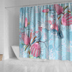 Galah Birds Australia Baby Blue & Pink Shower Curtain - Aussie Hoodie