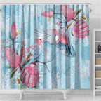 Galah Birds Australia Baby Blue & Pink Shower Curtain - Aussie Hoodie