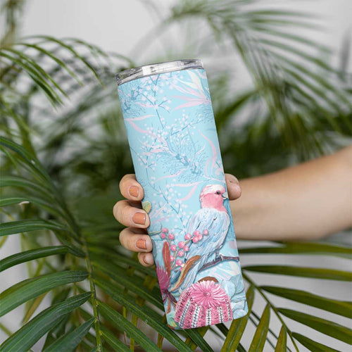 Galah Birds Australia Baby Blue & Pink Skinny Tumbler - Aussie Hoodie