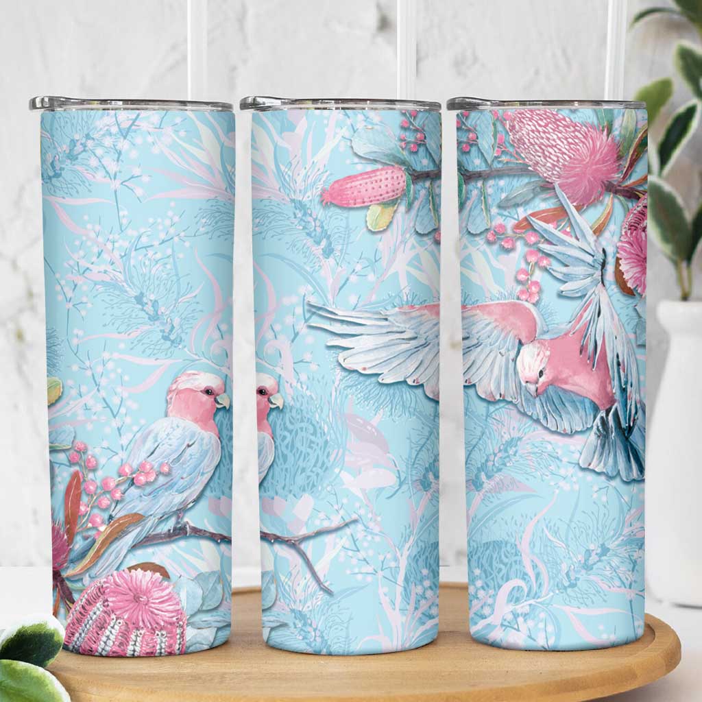 Galah Birds Australia Baby Blue & Pink Skinny Tumbler - Aussie Hoodie
