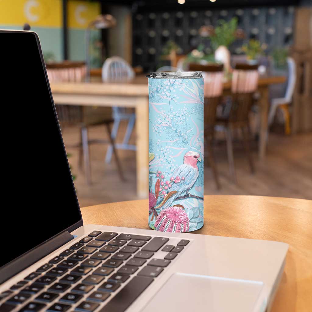 Galah Birds Australia Baby Blue & Pink Skinny Tumbler - Aussie Hoodie