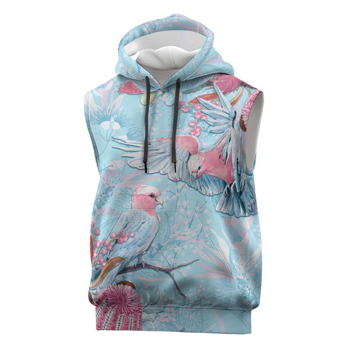 Galah Birds Australia Baby Blue & Pink Sleeveless Hoodie - Aussie Hoodie