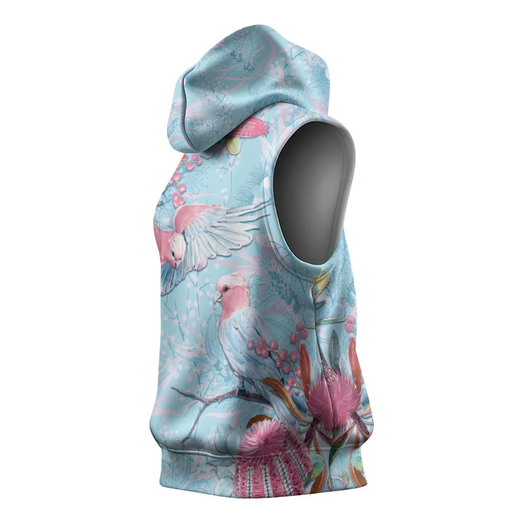 Galah Birds Australia Baby Blue & Pink Sleeveless Hoodie - Aussie Hoodie